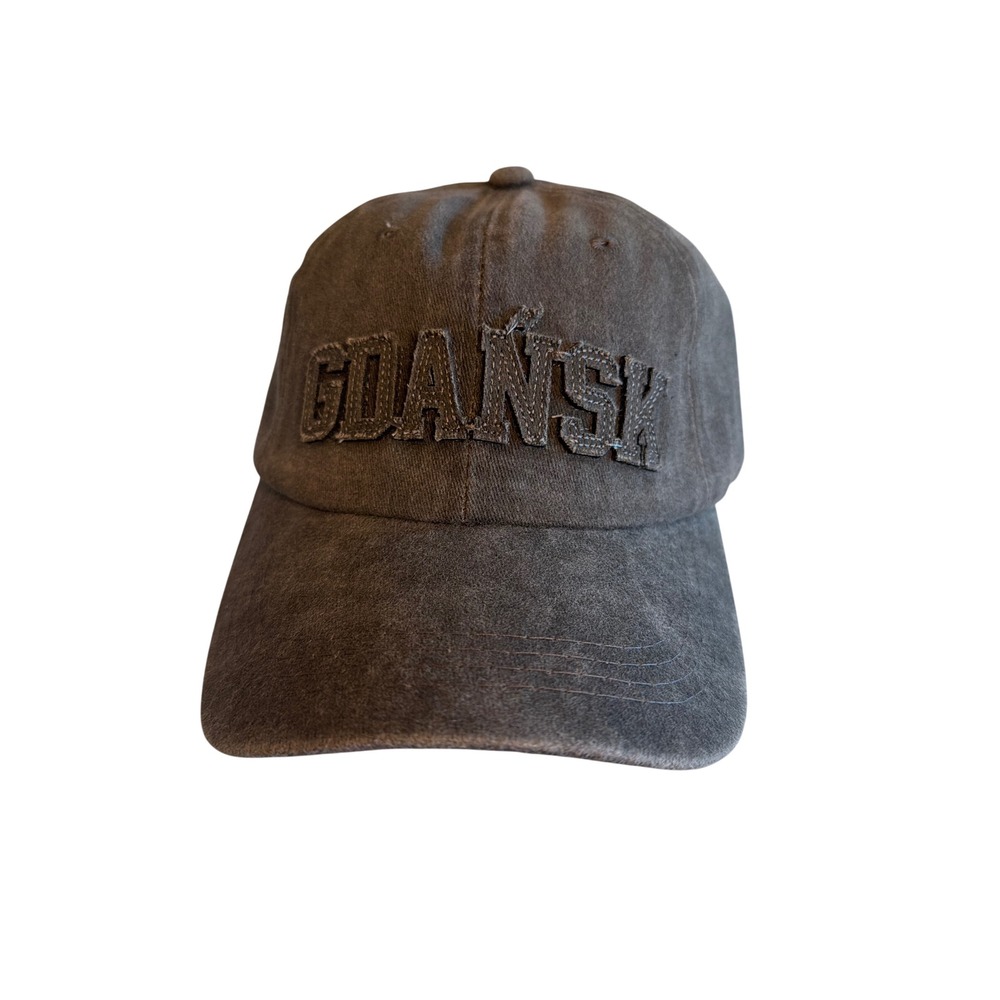 Baseball Cap Charcoal Gdansk Poland Distressed Applique Strapback Hat